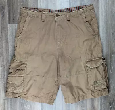 Mens Canterbury Cargo Shorts Size 36W Beige Pockets Belt Loops • £14.99