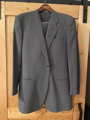 Giorgio Armani Le Collezioni Men's Medium Gray Striped Wool Suit 42L 42 Long • $24.88