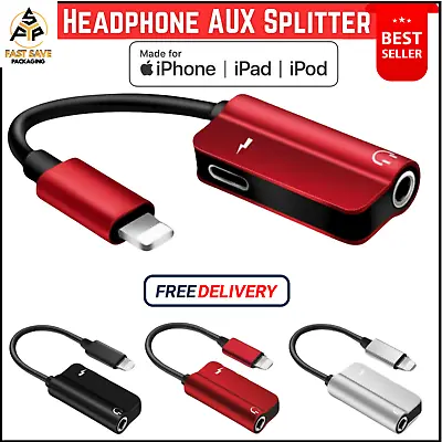 For IPhone 14 13 12 11 X 8 7 To 3.5mm Headphone Jack Audio AUX Splitter Adapter • £3.99