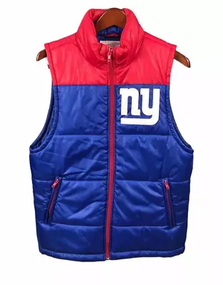 New York Giants Vest Sleeveless Zip White Logo Mitchell & Ness Mens Blue  Size S • $32