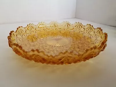 Vintage Fenton Daisy & Button Amber Dish / Sawtooth Edge 7 .5  Starburst Middle • $10