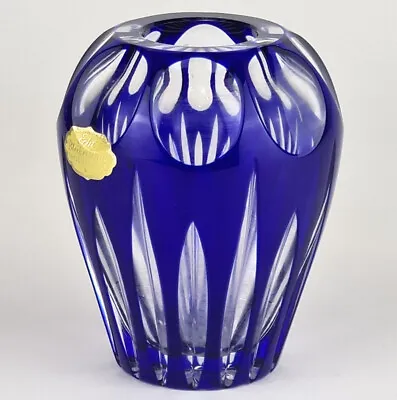 Vase Lead Glass Glas Cobalt Hand Cut Nachtmann Original-Etikett O971 • $115.61