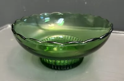 Vintage 1950's E.O. Brody CO. M2000 Cleveland Ohio Green Glass Dish Bowl Scallop • $6.50