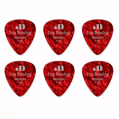 6 X Jim Dunlop Genuine Celluloid Red Pearloid Medium Gauge Guitar Picks *NEW* • $5.44