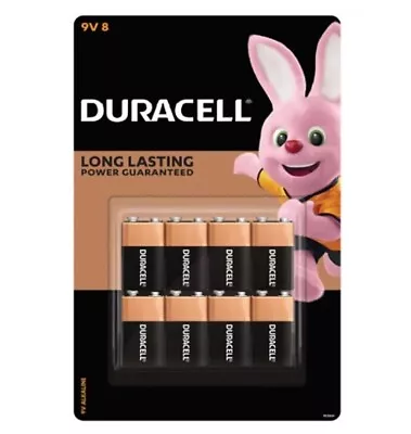 Duracell 9V Volt Alkaline Battery Long Lasting Genuine Power Guaranteed 8 Pack • $28.50