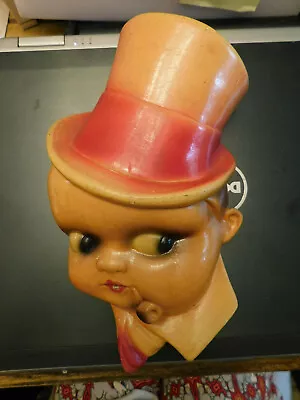 Vtg Chalkware Ceramic String Holder Wall Decor Baby Smoking Pipe WTop Hat FREAKY • $103.99