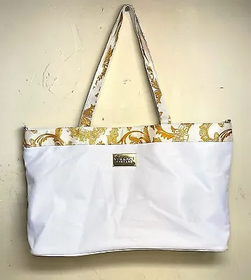 Versace Parfums White Canvas Gold Tote Bag • $45