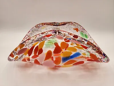 Murano Vetro Eseguito Hand Blown Art Glass Confetti Folded Bowl  • $24.95