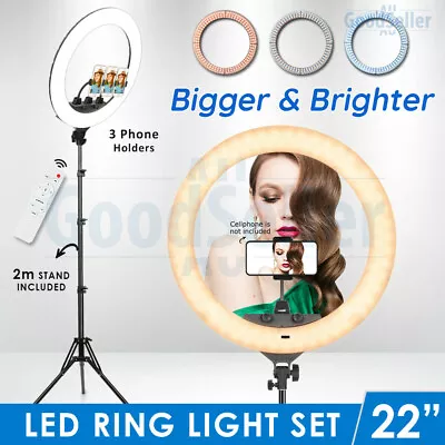 $92.98 • Buy 22  6500K Dimmable LED Ring Light Photo Lamp Selfie Make Up Youtube Live Studio