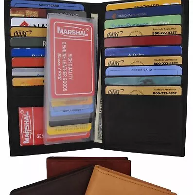 Genuine Leather Credit Card Holder Wallet 19 Card Slots + 1 ID Window • $17.99