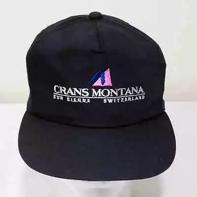 Vintage 80s Crans Montana Swiss Alps Snapback Hat Retro Skiing • $17.99