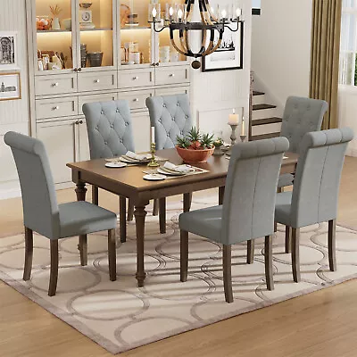 Dining Chair Set Of 2/4/6/8 Linen Upholstered Kitchen Dining Chairs W/ Wood Leg • $142.99