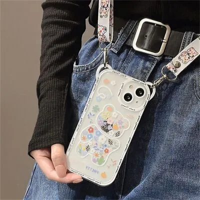 $8.99 • Buy Case Phone Iphone Cute Crossbody Lanyard Strap Shockproof Soft Cover Flower Bear