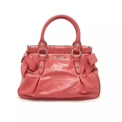 MIUMIU RNN955 Vitello Lux 2way Handbag Shoulder Bag Vintage Calf FRAGOLA Pink • $934.50