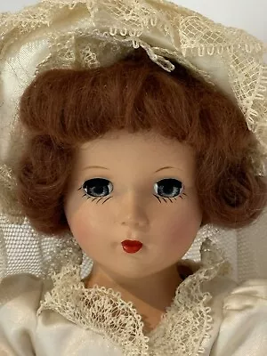 Vintage 14  Hard Plastic Unmarked Mary Hoyer Type 1950s Bride Doll Nice! • $42