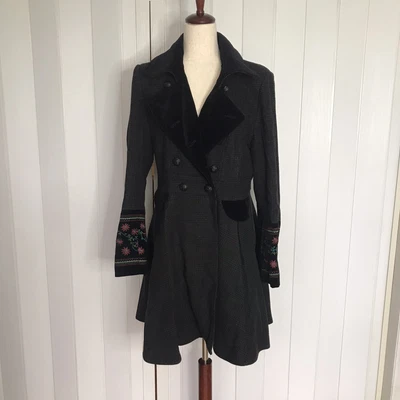 £153.32 • Buy Tasha Polizzi Victorian Riding Coat Gray / Black /Velvet Embroidery Size L