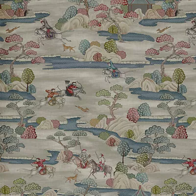 Cotton Rich Linen Look Fabric Digital Osaka Siege Battle Japanese 140cm Wide • £1.50