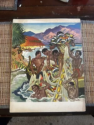 Matson Lines SS LURLINE Hawaii Dinner MENU  Eugene Savage 1951 • $44.99