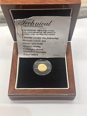 Gold Pied-fort Tristan Da Cunha 250th Anniversary Of The Birth Of Lord Nelson. • £150