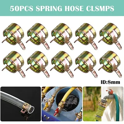 50PCS 8mm 5/16  Spring Clip Fuel Oil Line Silicone Vacuum Hose Clamp • $8.05