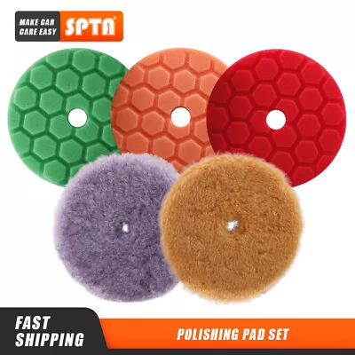 SPTA 5Pcs 6 Inch Buffing Sponge Wool Polishing Pad Kit For Car Polisher Waxing • £18.99