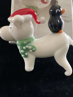 $18 • Buy Pier One Christmas Ornament, Glass Dog And Penguin, Opposites Attract