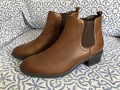 Marks & Spencer Ladies Chelsea Boots - Tan - Size 6.5 Wide Fit • £29.99