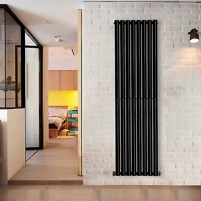 Black Vertical Designer Radiator Upright Column Modern Central Heating 1800x472 • £114.99