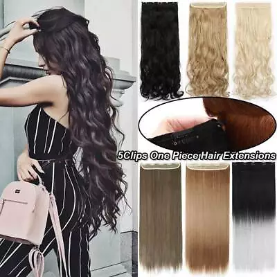 £13.99 • Buy Extra Long One Piece Natural THICK Clip In Hair Extensions Half Full Head Curly