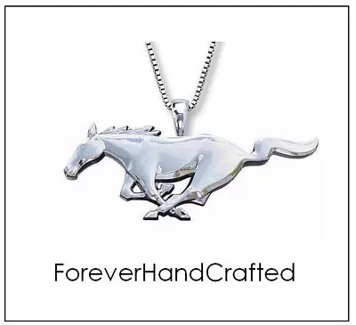 GeetarGizmos MUSTANG Necklace - Large Silver Pendant - Horse Pony Stallion • $9.99