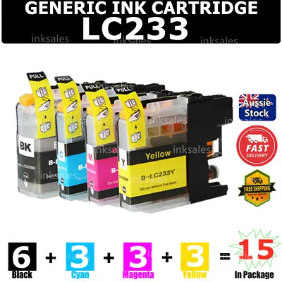 15x Generic Ink Cartridge LC233 LC-233 For Brother MFC J4620DW J5320DW J5720DW • $36