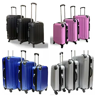 High Quality 4Wheel Spinner Suitcase PC Hard Case Luggage Trolley Case SMLSET • £31.34