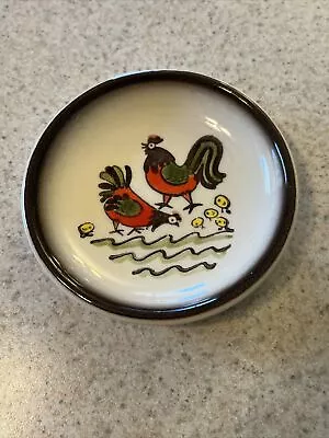 Vintage Poppy Trail Metlox Rooster Ceramic 4” Coaster Small Plate • $5.99