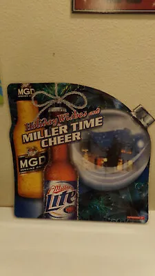 Holiday Wishes And Miller Time Cheer Miller Lite MGD Beer Sign 2003 • $37.99
