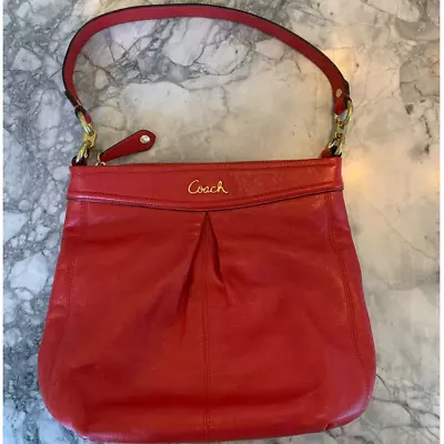 Coach Ashley Hippie Red Leather Convertible Hobo Crossbody Bag • £85.78