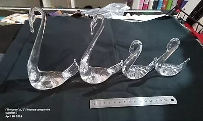 Vintage Hand Blown Clear Glass Swan Figurines Good Condition X 4 • £0.99