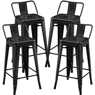 Metal Bar Stools 26 Inch Set Of 4 Counter Height Stools With Low Back Bar Chairs • $117.99