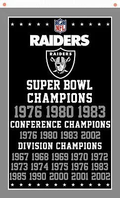 Raiders Champions Memorable Football Flag 90x150cm 3x5ft Las Vegas Best Banner • $14.95