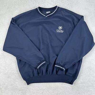 Vintage Cadillac Pullover Windbreaker Jacket Men XL Navy Blue Luxury Leaders • $30