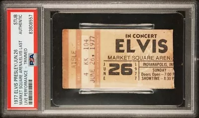 Elvis Presley Final Concert/last Performance 1977 Ticket🎟️6/26 Indianapolis Psa • $3999