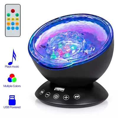 Calming Sensory LED Projector Night Lights Ocean Wave Relax Music Lamp Kids Gift • £22.96