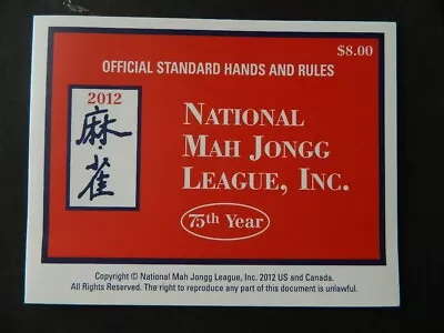 2012 National Mah Jongg League Rules Larger Game Card (6 X 4 3/4 ) • $11.95
