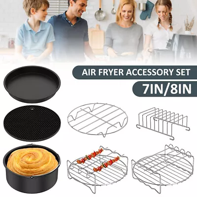 6Pcs Stainless Steel Air Fryer Accessories Set With Baking Tray Pizza Pan StZai • $35.09