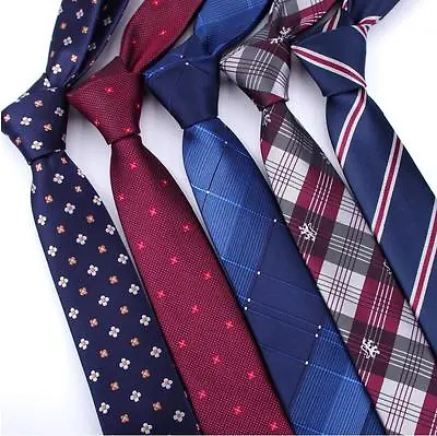 Fashion Men's Necktie Jacquard Woven Tie Silk Narrow Wedding Skinny Slim Necktie • $4.35
