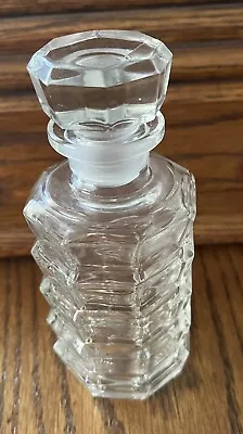 Vintage Crystal Cut Pressed Glass  Perfume Bottle With Stopper • $10