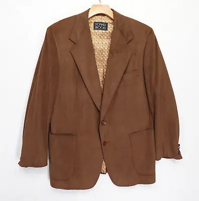 Donald Brooks Sport Coat Jacket Mens 40 Tan Feather Suede Custom Vintage USA • $34.25