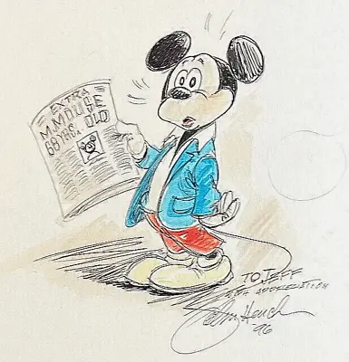 John Hench ~ Original 1996 ~ Ink & Marker On Mat Board ~ Mickey Mouse~68 Yrs Old • $1999.99