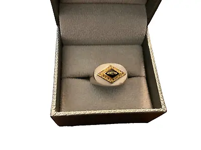 14K Princeton University Tigers Seed Pearls Black Enamel Sterling Signet Ring • $499.99