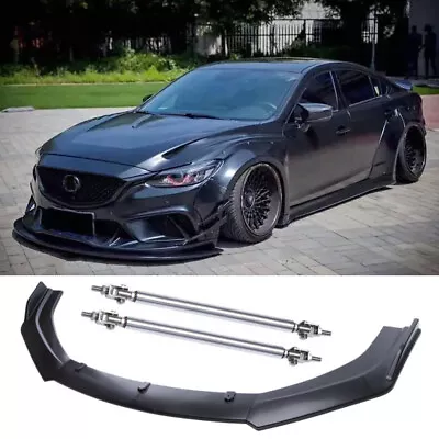 $53.42 • Buy For MAZDA 3 6 Car Front Bumper Cover Lip Spoiler Splitter Body Kit  + Strut Rods
