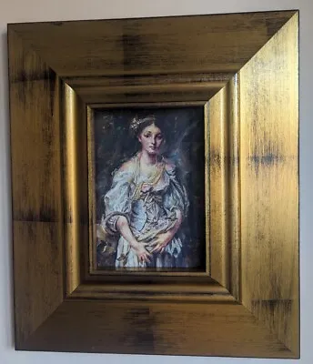 Sam Emotional Pretty Girl Small Framed Old Oil Painting On Thick Wooden Panel  • £184